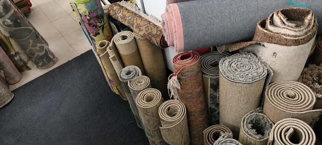 Covoare rulate, pregătite pentru spălare